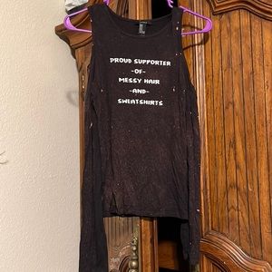 Distressed long sleeve from forever 21 cut out shoulders